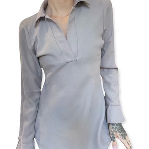 Nude Long Sleeve Collared Blouse